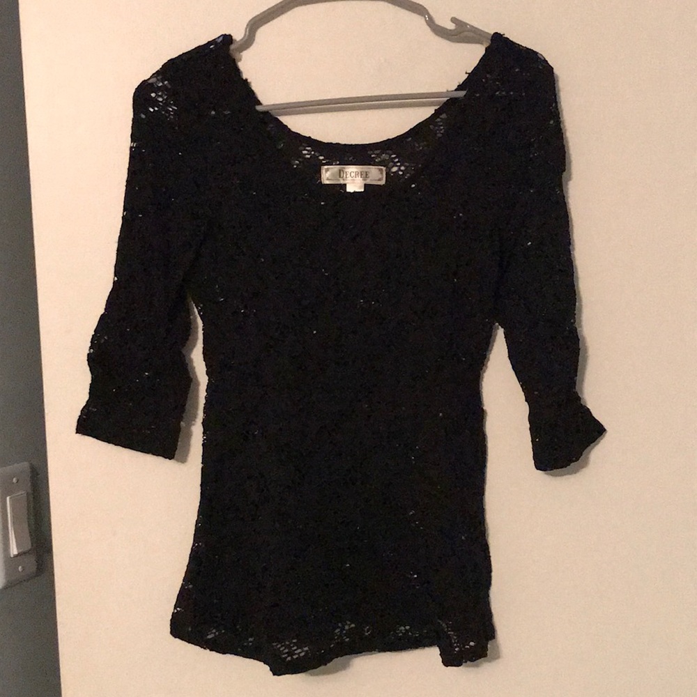 Black Lace Peplum Top